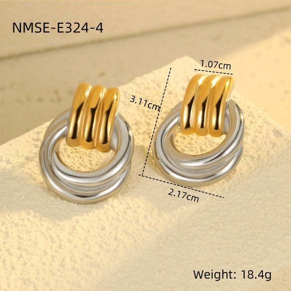 Wholesale Women's Fashion Light Luxury Geometric Stainless Steel Electroplated Earrings