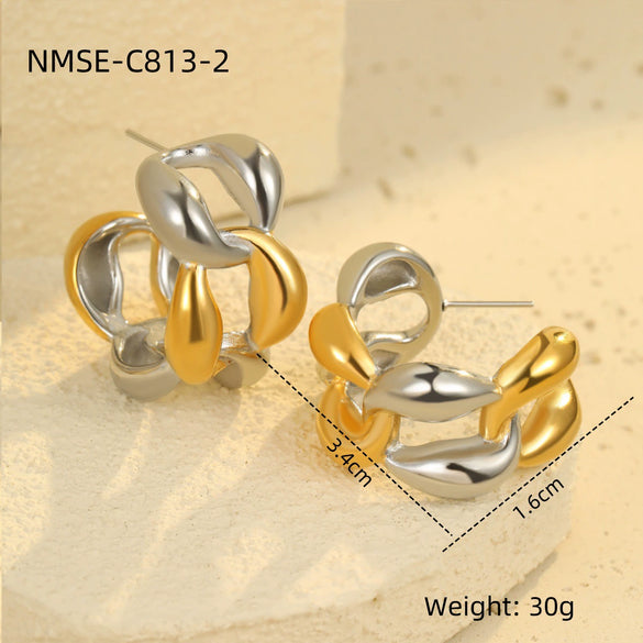 Wholesale Women's Fashion Light Luxury Geometric Stainless Steel Electroplated Earrings