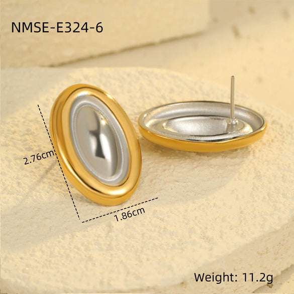 Wholesale Women's Fashion Light Luxury Geometric Stainless Steel Electroplated Earrings