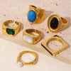Wholesale Women's Fashion Light Luxury Geometric Stainless Steel Goldplated Ferris Wheel Inlay Ring Jewelry