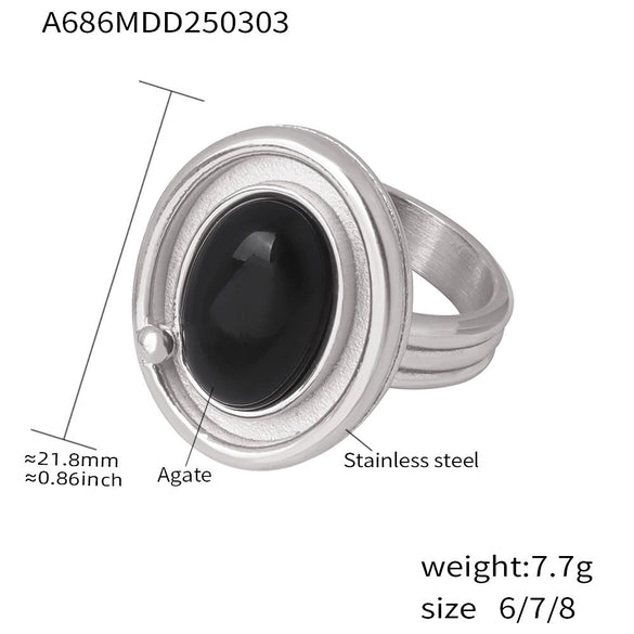 Wholesale Women's Fashion Light Luxury Geometric Stainless Steel Goldplated Ferris Wheel Inlay Ring Jewelry
