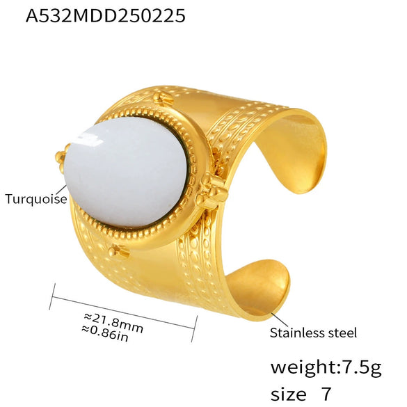 Wholesale Women's Fashion Light Luxury Geometric Stainless Steel Goldplated Ferris Wheel Inlay Ring Jewelry