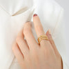 Wholesale Women's Fashion Light Luxury Geometric 316L Stainless Steel 18K Gold Plated Ring Jewelry