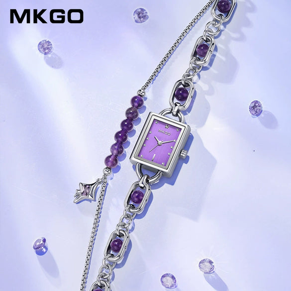 Wholesale Women's Fashion Light Luxury Quartz Crystal Watch With Copper Shell And Rectangle Dial