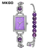 Wholesale Women's Fashion Light Luxury Quartz Crystal Watch With Copper Shell And Rectangle Dial