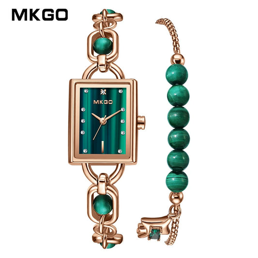 Wholesale Women's Fashion Light Luxury Quartz Crystal Watch With Copper Shell And Rectangle Dial
