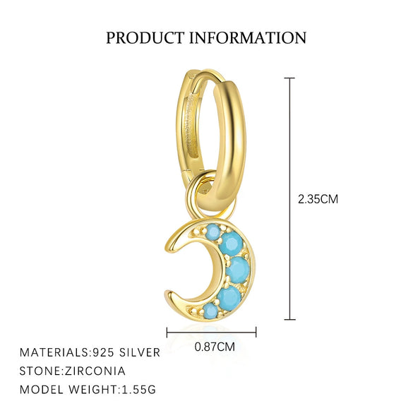 Wholesale Women's Fashion Light Luxury S925 Sterling Silver Star Moon Earrings With Electroplating Treatment