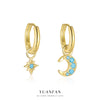 Wholesale Women's Fashion Light Luxury S925 Sterling Silver Star Moon Earrings With Electroplating Treatment