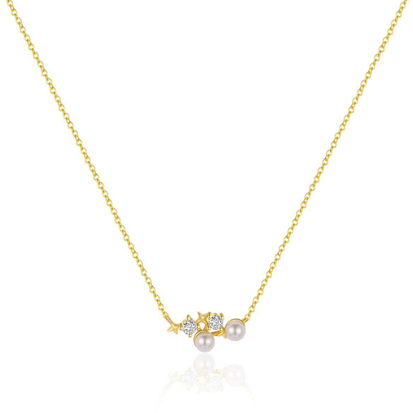 Wholesale Women's Fashion Light Luxury Silver 925 Star Zircon Cross Chain Necklace