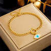 Wholesale Women's Fashion Light Luxury Simple Advanced Goldplated Titanium Steel Eyes Butterfly Love Pendant Bracelet