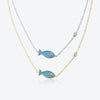Wholesale Women's Fashion Light Luxury Small Fish Pendant 925 Silver Necklace With Electroplating Platinum 18K Gold