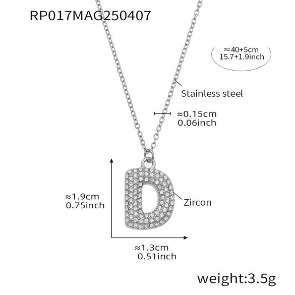 Wholesale Women's Fashion Luxury Electroplated Geometric Ferris Wheel English Letters Zircon Stainless Steel And Titanium Steel Necklace