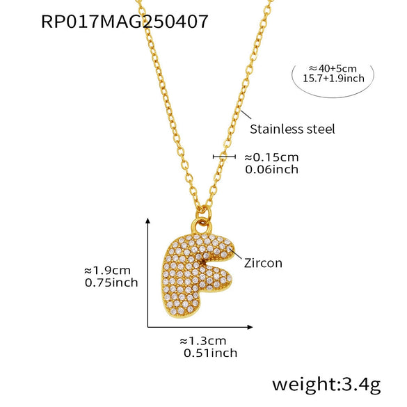 Wholesale Women's Fashion Luxury Electroplated Geometric Ferris Wheel English Letters Zircon Stainless Steel And Titanium Steel Necklace