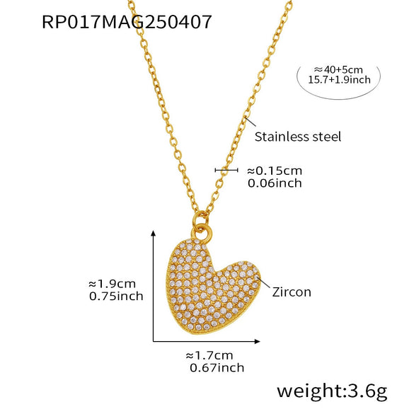 Wholesale Women's Fashion Luxury Electroplated Geometric Ferris Wheel English Letters Zircon Stainless Steel And Titanium Steel Necklace