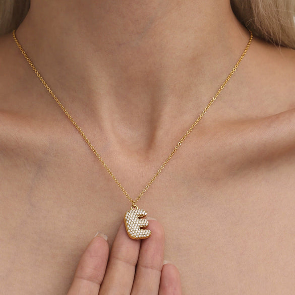 Wholesale Women's Fashion Luxury Electroplated Geometric Ferris Wheel English Letters Zircon Stainless Steel And Titanium Steel Necklace