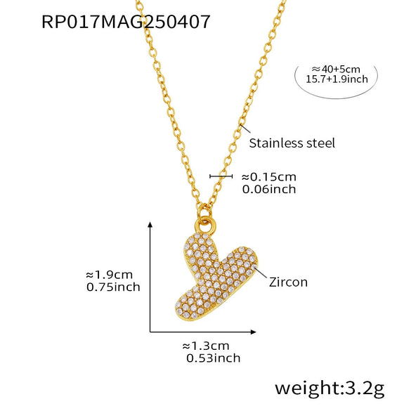 Wholesale Women's Fashion Luxury Electroplated Geometric Ferris Wheel English Letters Zircon Stainless Steel And Titanium Steel Necklace