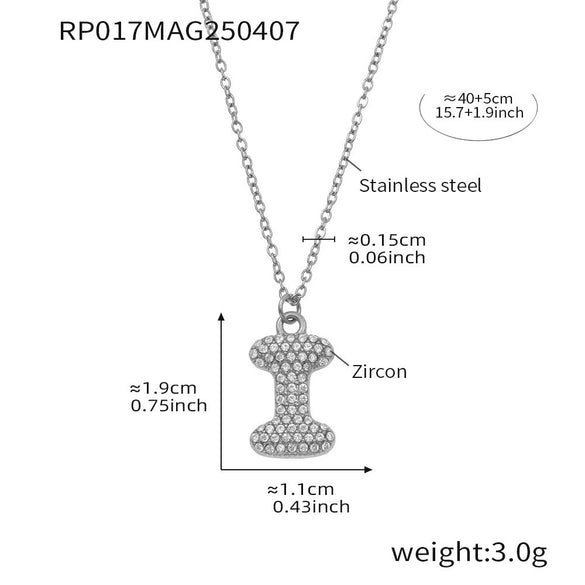 Wholesale Women's Fashion Luxury Electroplated Geometric Ferris Wheel English Letters Zircon Stainless Steel And Titanium Steel Necklace