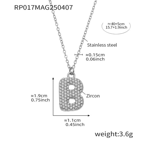 Wholesale Women's Fashion Luxury Electroplated Geometric Ferris Wheel English Letters Zircon Stainless Steel And Titanium Steel Necklace