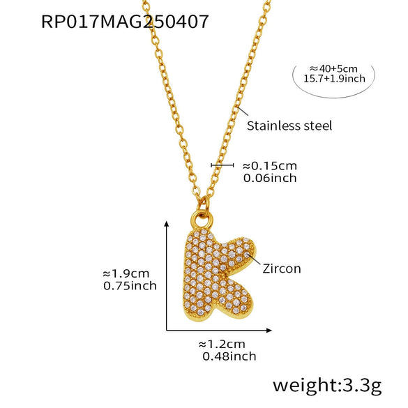 Wholesale Women's Fashion Luxury Electroplated Geometric Ferris Wheel English Letters Zircon Stainless Steel And Titanium Steel Necklace
