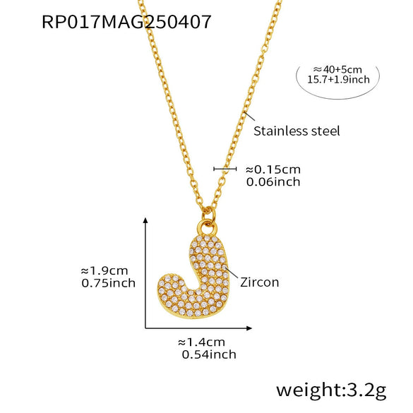 Wholesale Women's Fashion Luxury Electroplated Geometric Ferris Wheel English Letters Zircon Stainless Steel And Titanium Steel Necklace