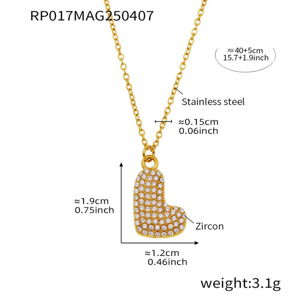 Wholesale Women's Fashion Luxury Electroplated Geometric Ferris Wheel English Letters Zircon Stainless Steel And Titanium Steel Necklace