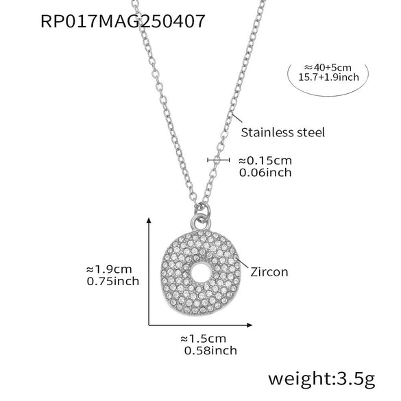 Wholesale Women's Fashion Luxury Electroplated Geometric Ferris Wheel English Letters Zircon Stainless Steel And Titanium Steel Necklace