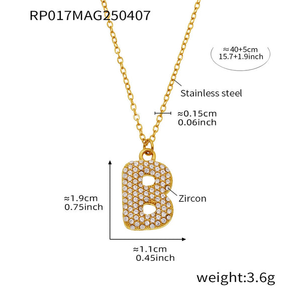 Wholesale Women's Fashion Luxury Electroplated Geometric Ferris Wheel English Letters Zircon Stainless Steel And Titanium Steel Necklace