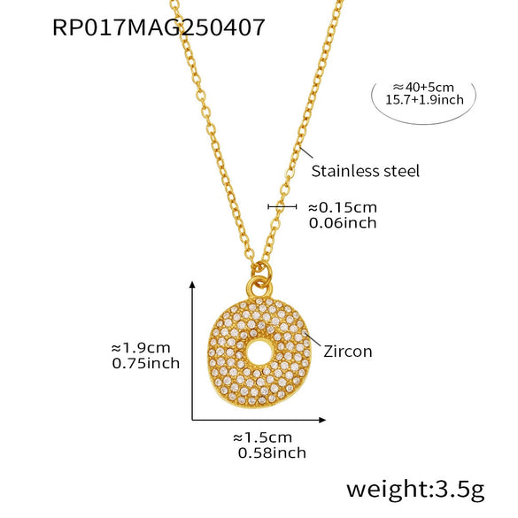 Wholesale Women's Fashion Luxury Electroplated Geometric Ferris Wheel English Letters Zircon Stainless Steel And Titanium Steel Necklace