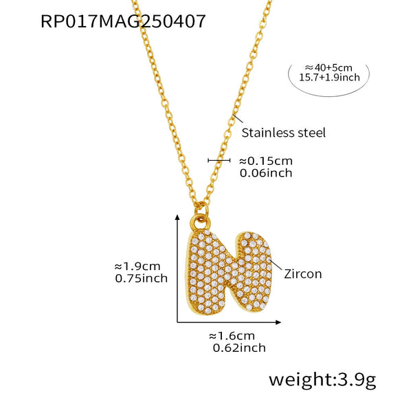 Wholesale Women's Fashion Luxury Electroplated Geometric Ferris Wheel English Letters Zircon Stainless Steel And Titanium Steel Necklace