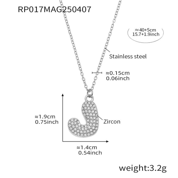Wholesale Women's Fashion Luxury Electroplated Geometric Ferris Wheel English Letters Zircon Stainless Steel And Titanium Steel Necklace