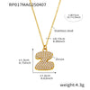 Wholesale Women's Fashion Luxury Electroplated Geometric Ferris Wheel English Letters Zircon Stainless Steel And Titanium Steel Necklace