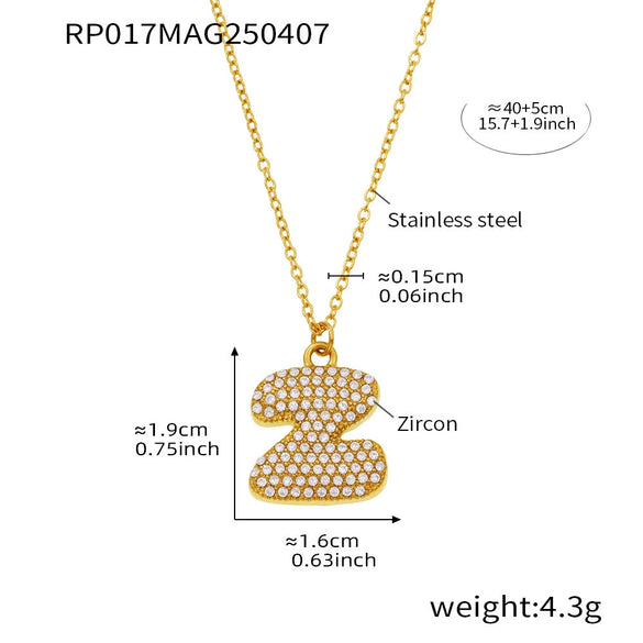 Wholesale Women's Fashion Luxury Electroplated Geometric Ferris Wheel English Letters Zircon Stainless Steel And Titanium Steel Necklace