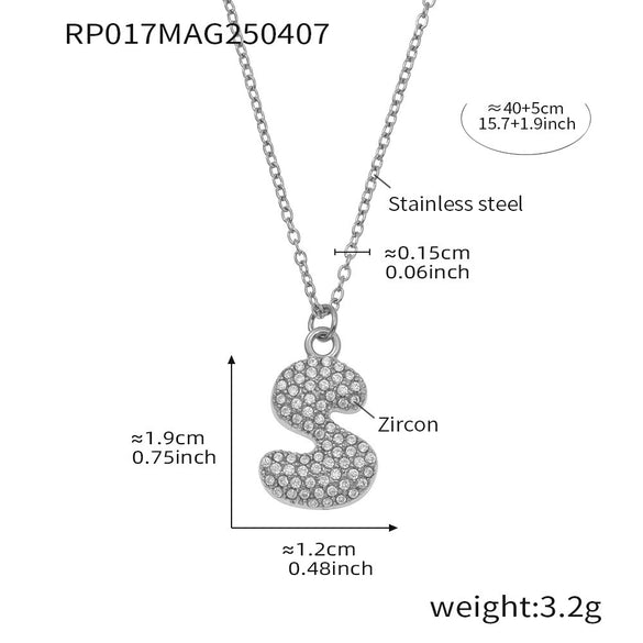 Wholesale Women's Fashion Luxury Electroplated Geometric Ferris Wheel English Letters Zircon Stainless Steel And Titanium Steel Necklace