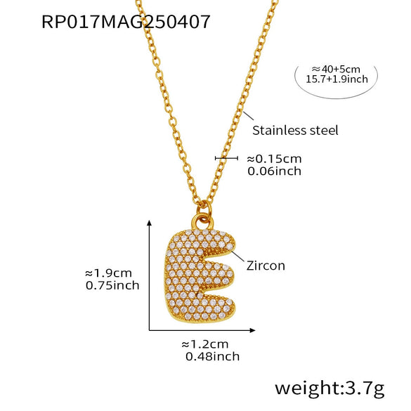 Wholesale Women's Fashion Luxury Electroplated Geometric Ferris Wheel English Letters Zircon Stainless Steel And Titanium Steel Necklace