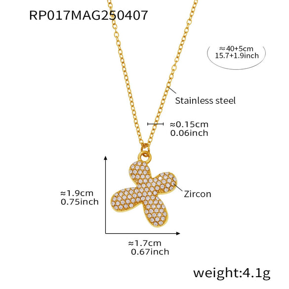 Wholesale Women's Fashion Luxury Electroplated Geometric Ferris Wheel English Letters Zircon Stainless Steel And Titanium Steel Necklace