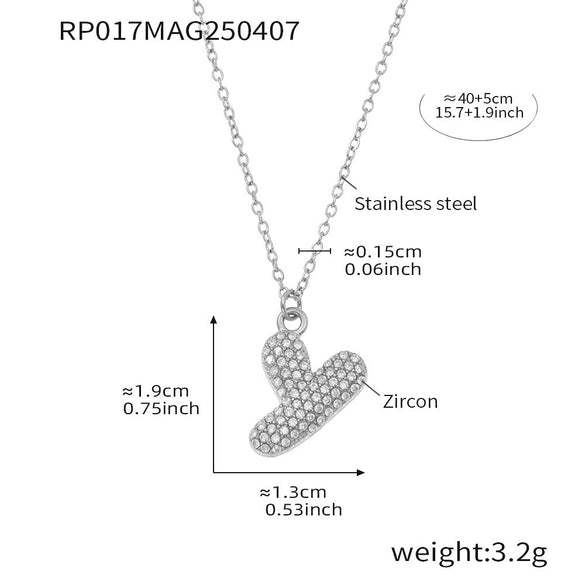 Wholesale Women's Fashion Luxury Electroplated Geometric Ferris Wheel English Letters Zircon Stainless Steel And Titanium Steel Necklace