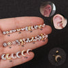 Wholesale Women's Fashion Metal Earrings With Doublesided Screw Design Inlaid With Zircon And Flower Pattern