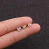 Wholesale Women's Fashion Metal Earrings With Doublesided Screw Design Inlaid With Zircon And Flower Pattern