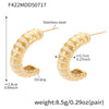 Wholesale Women's Fashion Microinlaid Shell Beads Asymmetrical Cshaped Wave Earrings In Stainless Steel With 18K Real Gold Color Electroplating