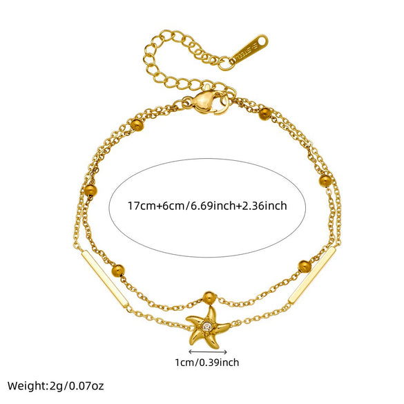 Wholesale Women's Fashion Minimalist Starshaped Stainless Steel Goldplated Bracelet