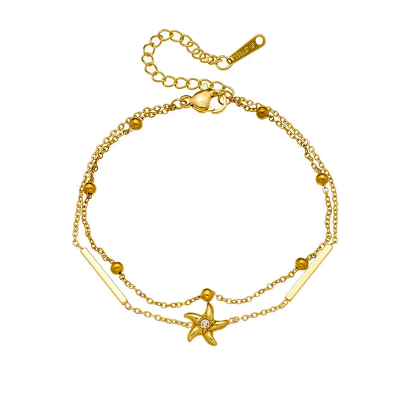 Wholesale Women's Fashion Minimalist Starshaped Stainless Steel Goldplated Bracelet