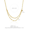 Wholesale Women's Fashion Minimalist Titanium Steel Gold Plated Drop Shape Necklace With Double Layer Stacked Chain