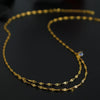 Wholesale Women's Fashion Minimalist Titanium Steel Gold Plated Drop Shape Necklace With Double Layer Stacked Chain