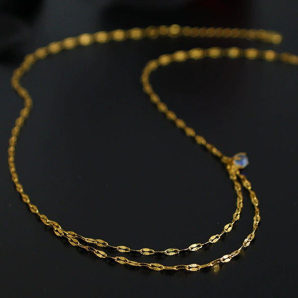 Wholesale Women's Fashion Minimalist Titanium Steel Gold Plated Drop Shape Necklace With Double Layer Stacked Chain
