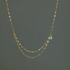 Wholesale Women's Fashion Minimalist Titanium Steel Gold Plated Drop Shape Necklace With Double Layer Stacked Chain