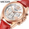 Wholesale Women's Fashion Multifunction Calendar Chronograph Alloy Case Genuine Leather Strap Quartz Watch With Round Dial