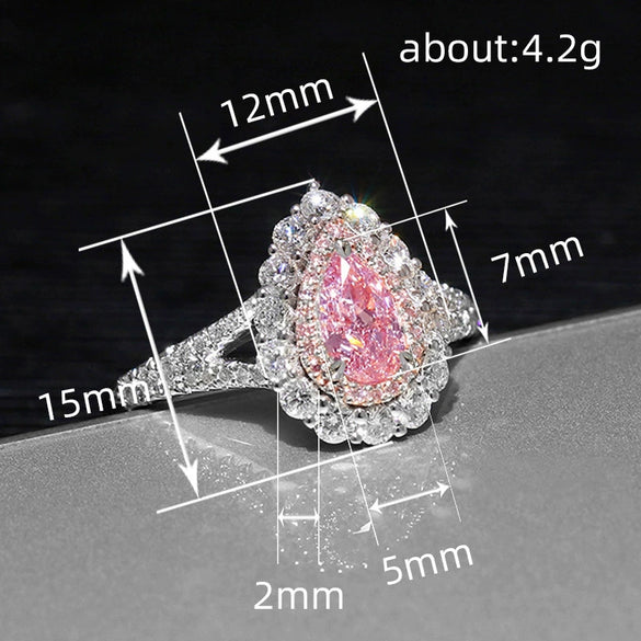 Wholesale Women's Fashion Multilayer Luxury Copper Ring With Drop Shape And Inlaid Zircon