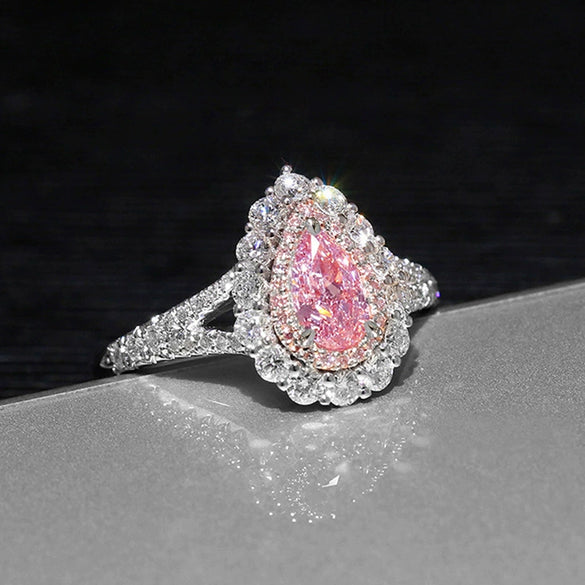 Wholesale Women's Fashion Multilayer Luxury Copper Ring With Drop Shape And Inlaid Zircon