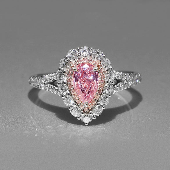 Wholesale Women's Fashion Multilayer Luxury Copper Ring With Drop Shape And Inlaid Zircon