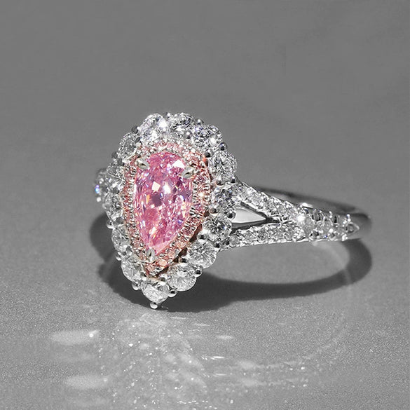 Wholesale Women's Fashion Multilayer Luxury Copper Ring With Drop Shape And Inlaid Zircon